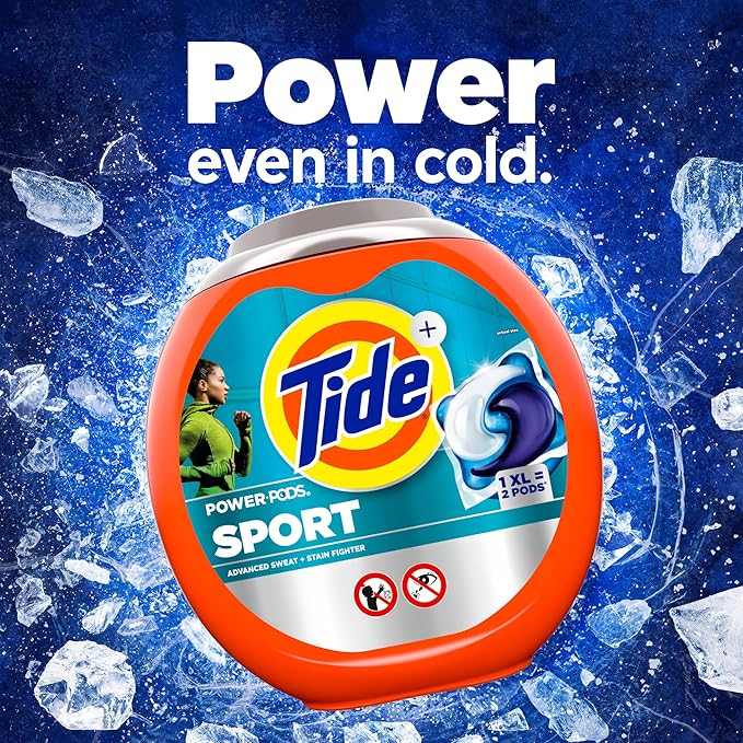 Tide Power Pods Sport Laundry Detergent Pacs, 18 Count, Advanced Sweat + Stain Fighter