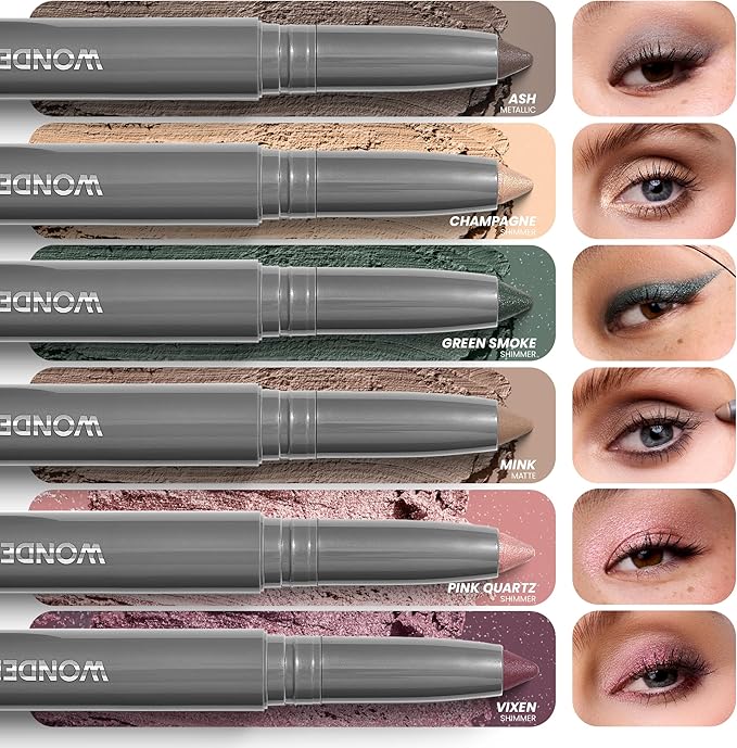 Wonderskin IYKYK Eyeshadow Stick - Longwear Eye Shadow Sticks, Budge-Proof and Waterproof Shimmer Eyeshadow Stick with Built-in Sharpener (Ash)