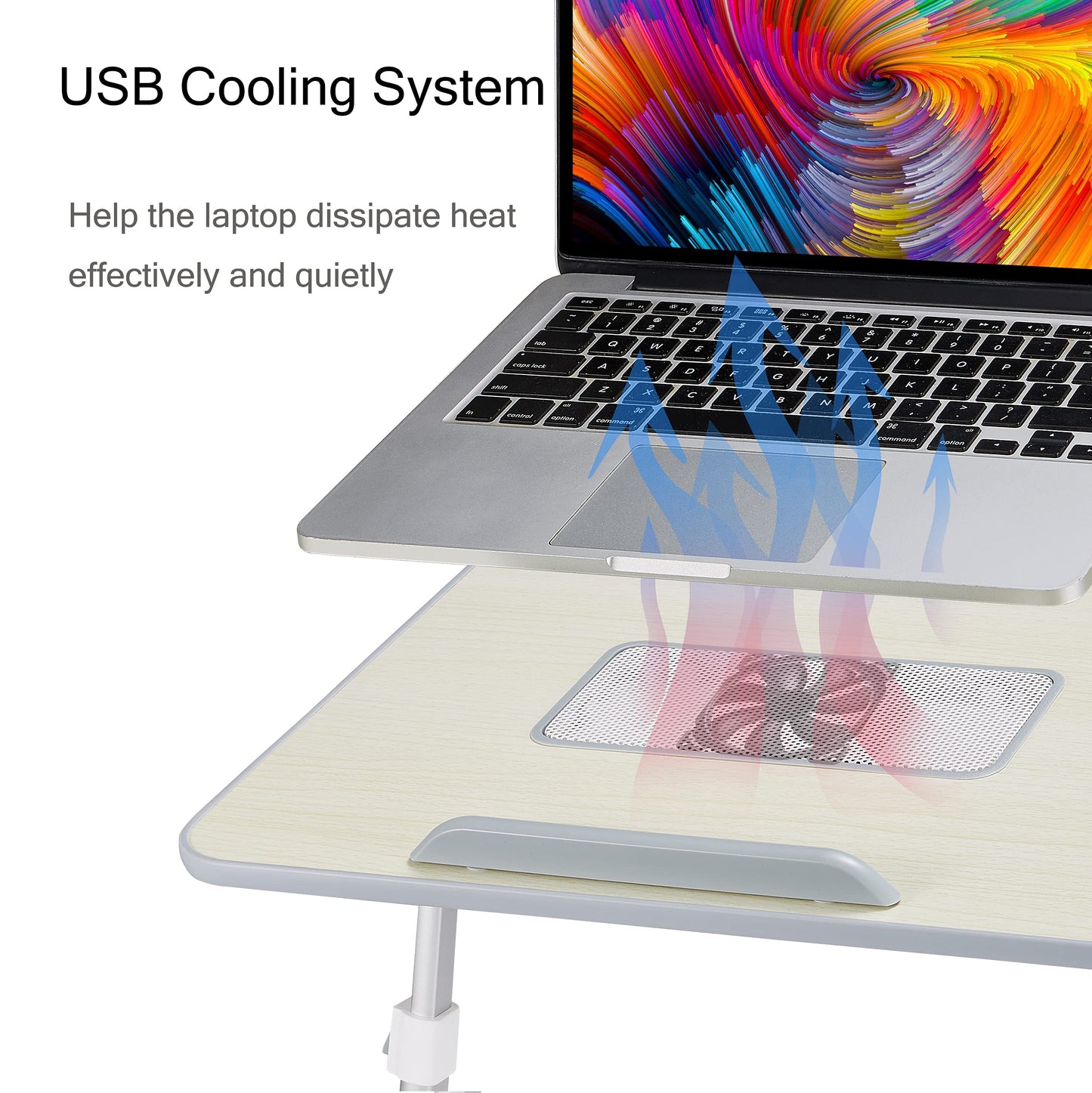 Lap Desk for Laptop, 8AMTECH Laptop Stand Ajustable Laptop Table with Cooling Fan Office Desk for Laptop, Working, Reading, Writing, Drawing and Eating in Bed Sofa Floor Couch