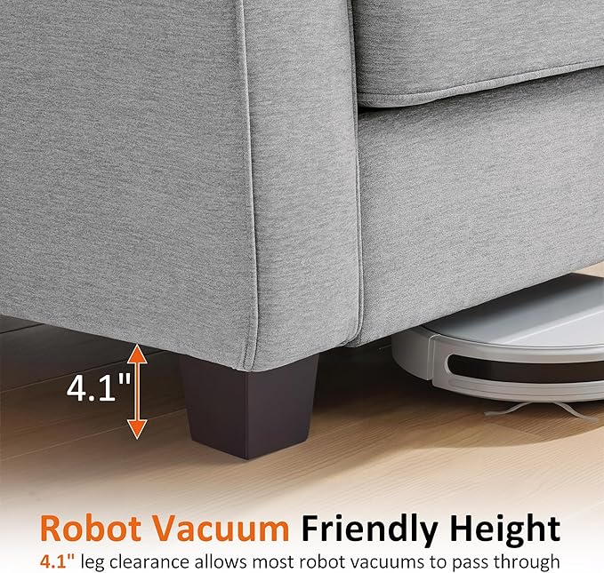 MCombo 67.7" Loveseat Sofa, 2-Seater Small Couch for Small Spaces, Classic Rolled Arm Upholstered Sofa with Solid Wood Legs for Living Room, Removable Cover, Chenille Fabric VE730 (Light Grey)