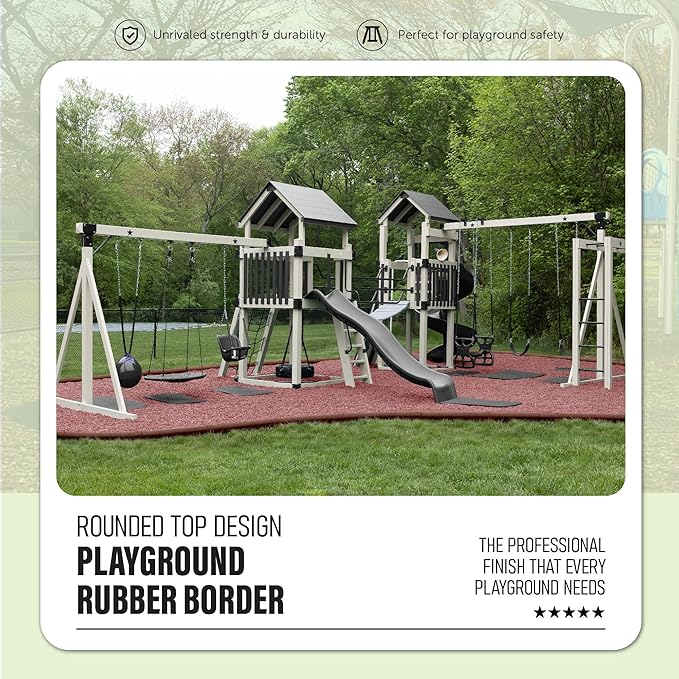 Playsafer 4' Flexible Interlocking Rubber Edging Border System for Playgrounds, Swing Sets, and Play Areas - 4 in. High X 48 in. Long X 3in. Wide - Round Top (9, Terra Cotta)