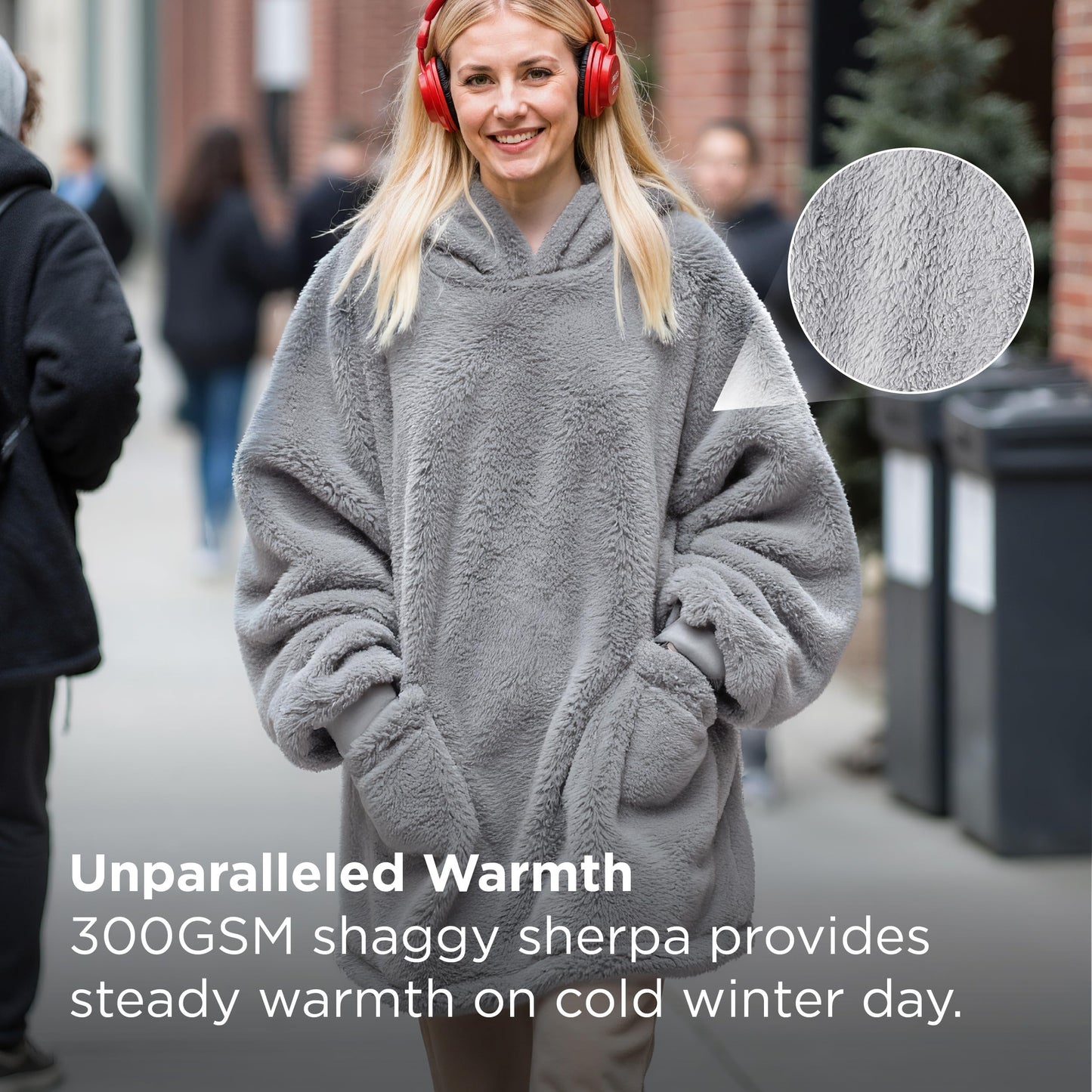 Bedsure Wearable Blanket Hoodie - Gifts for Girlfriend, Warm Cozy Fluffy Birthday Present ideas for Wife, Soft Sweatshirt Gifts for Women Oversized Hooded Blankets With Sleeves, Grey