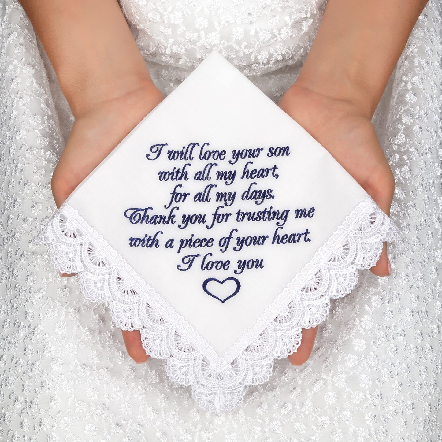 Mother of the Groom Gifts from Bride Future Mother in Law Gifts from Daughter in Law Wedding Day Embroidered Wedding Handkerchief (Mother of the Groom)