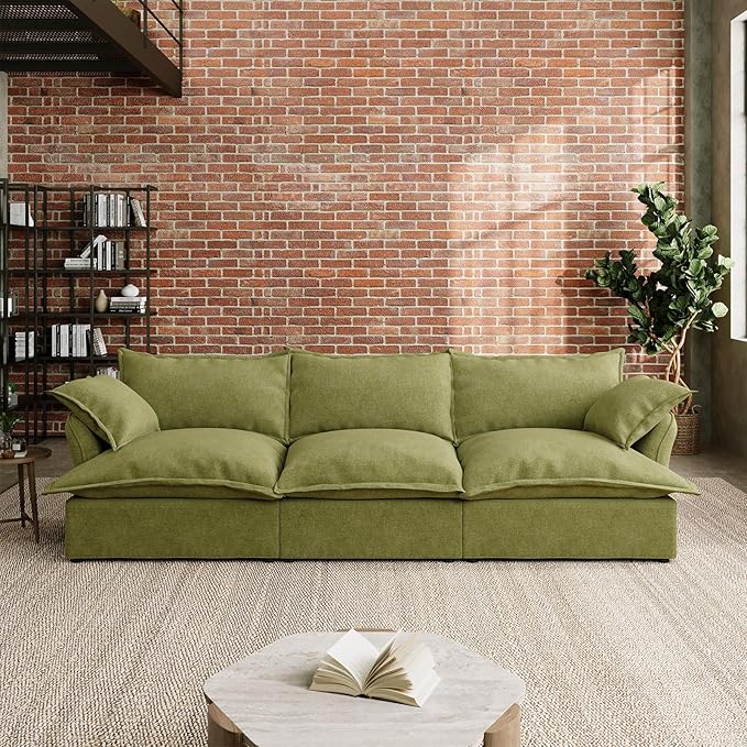 Intuition Decor 110.4" Cloud Sectional Couch,L Shaped Down Fill Modular Modern Sectional Sofa,Fluffy Couch with Removable & Washable Cushion Covers,Corner for Living Room,Olive Green