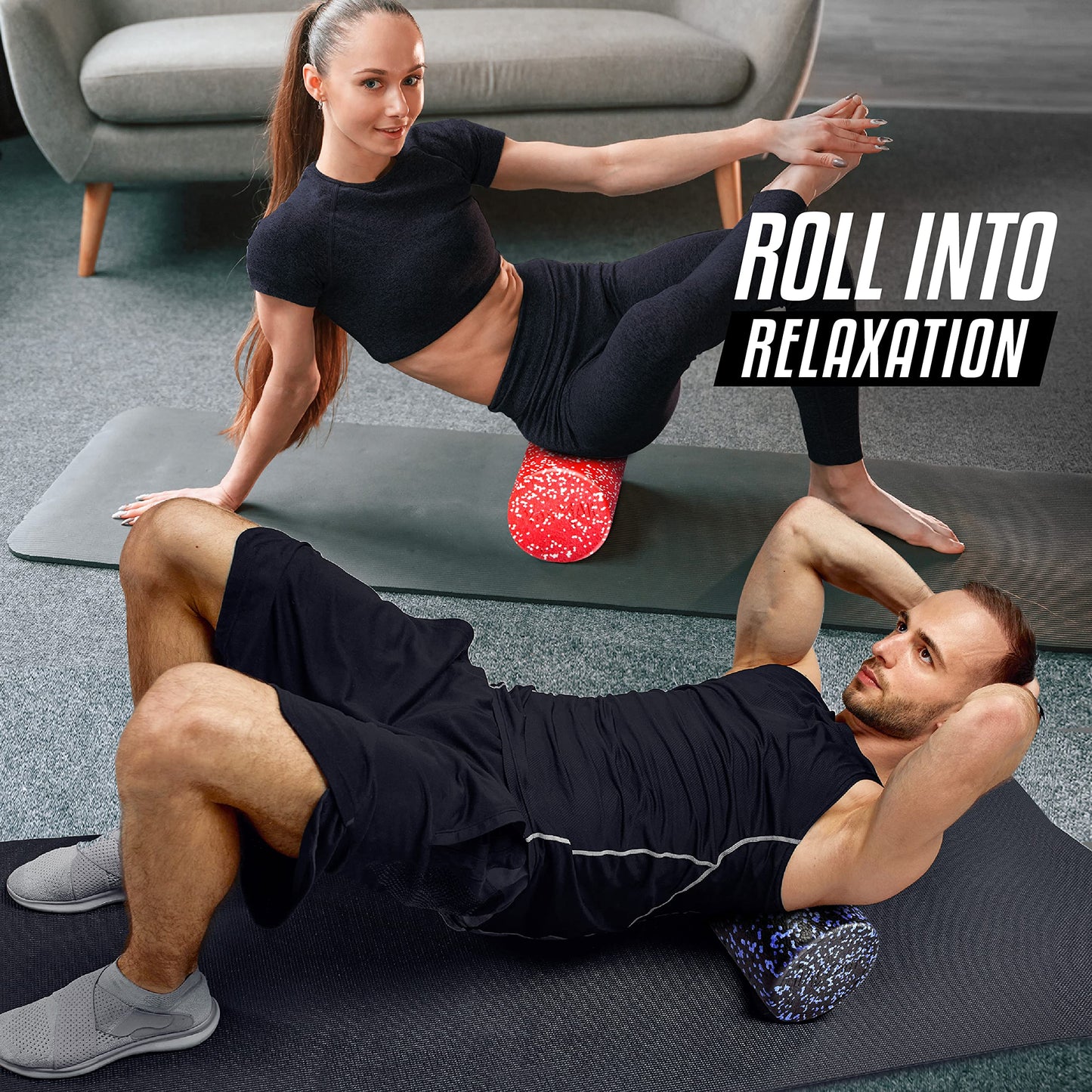Yes4All High-Density Foam Roller for Back Pain Relief, Yoga, Exercise, Physical Therapy, Muscle Deep Tissue Massage 12-18-24-36- Purple Speckled - 12 Inches