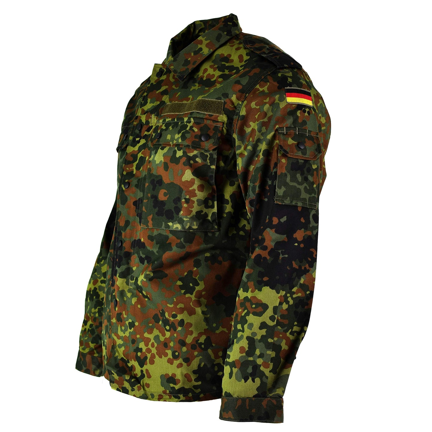 Original GERMAN ARMY JACKET ZIPPED fleck-tarn camouflage tactical combat BW military issue field shirt (Large short)