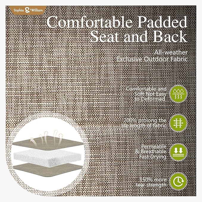 Sophia & William 7 Piece Outdoor Patio Dining Set, Patio Furniture Set with 6 Swivel High Back Patio Dining Chairs and Expandable Metal Table, Textilene Fabric for Backyard, Poolside, Balcony