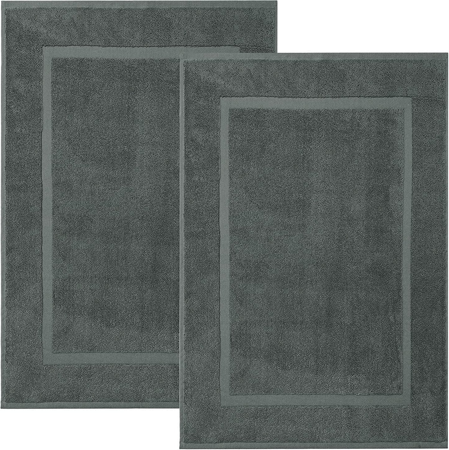 DAN RIVER Classic Cotton Bath Mats Set of 2 – Not a Bathroom Rug, Ultra Soft, Highly Absorbent & Machine Washable Bath Mat Towel for Bathroom Floor Mat – Durable, Quick-Dry, 21x34 Inches, Grey