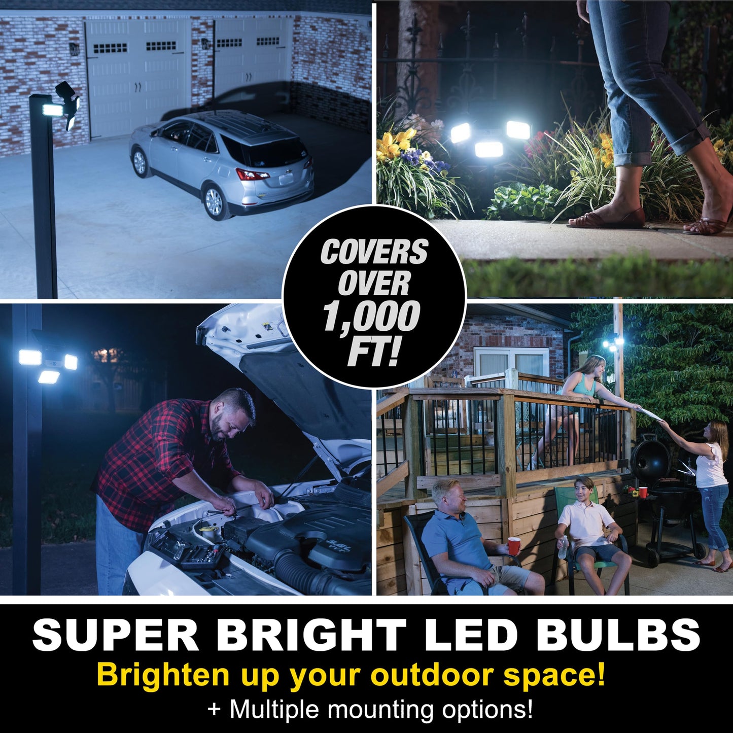 Bell+Howell Bionic Flood Light Solar Security Lights Outdoor Motion Sensor 108 COB-LED Floodlight with 180° Swivel/Adjustable Panel Design Waterproof Outside Lights with Sensor Solar Lights Outdoor