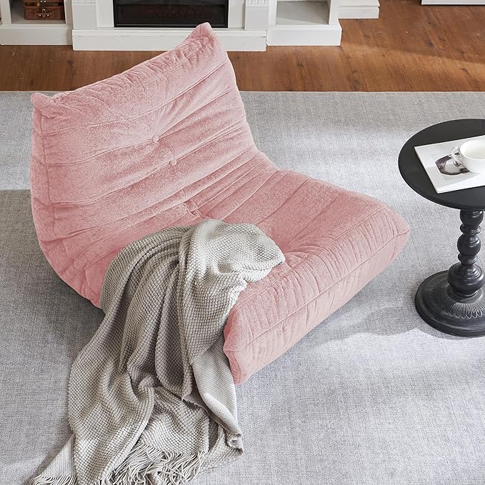 HABUTWAY Bean Bag Chair, Giant Bean Bag Chairs for Adults, Bean Bag Sofa with Filler Faux Fur, Memory Foam Bean Bag Couches Fireside Lazy Sofa for Living Room, Bedroom, Office (Pink)