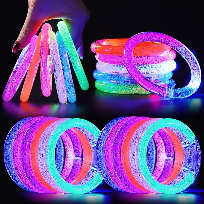 Visen 24 Pack Glow Sticks Bracelets,6 Color LED Bracelets,Light Up Bracelets Toys,Glow In The Dark Party Supplies for Adul...