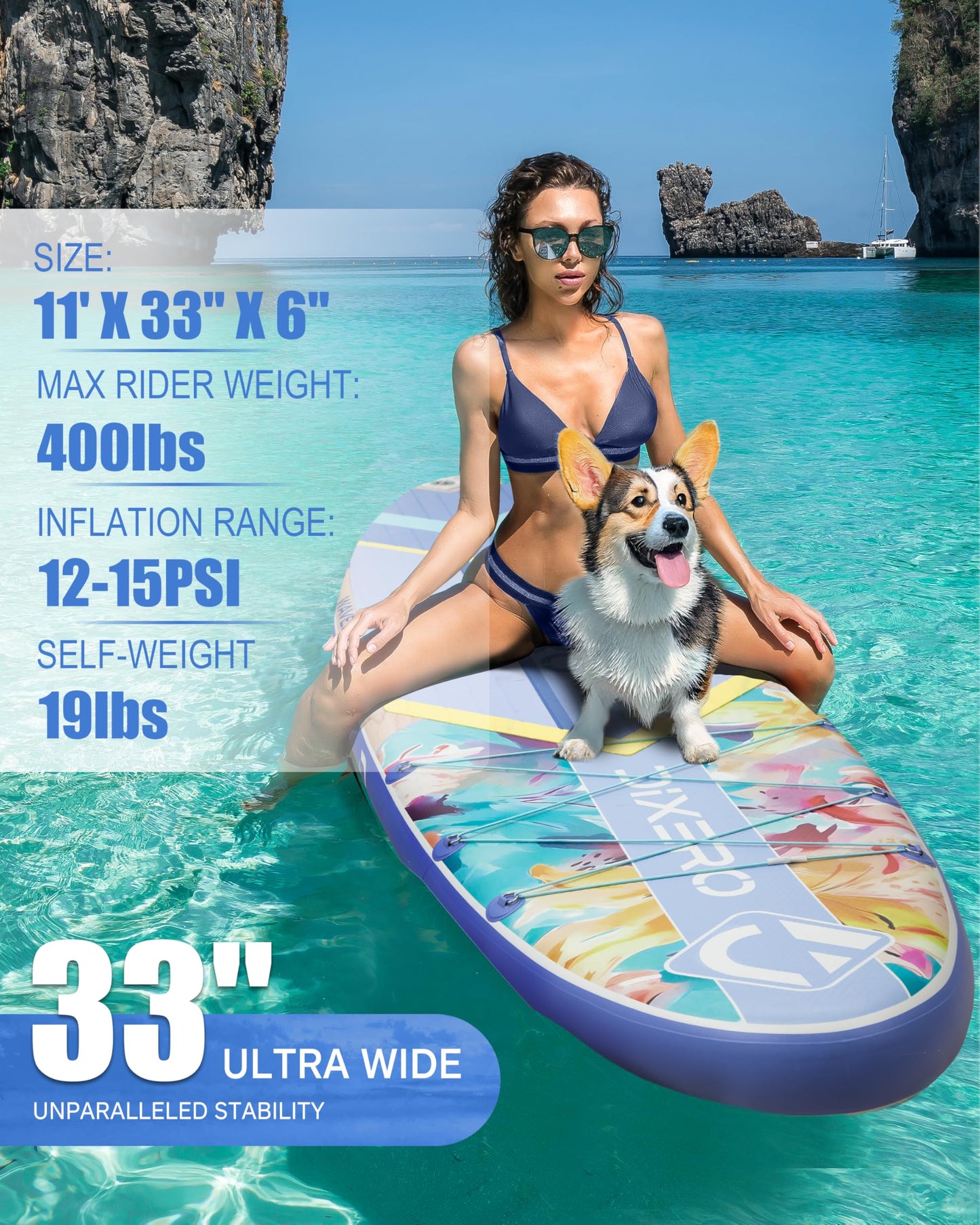 Dixero Inflatable Stand Up Paddle Board with SUP Accessories, Anti-Slip EVA Deck, 11'*33" Inflatable Paddle Boards for Adults & Youth of All Skill Levels