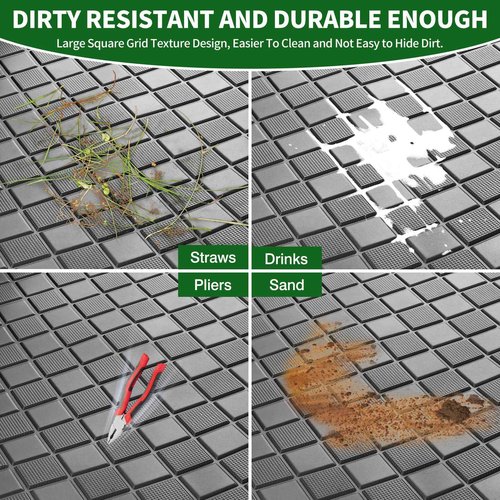 Cartalia Golf Cart Floor Liner Mat 8mm Thick Rubber Full Coverage Only Fit for 2007-2016 Yamaha Drive (Gen1), G29, YDR, Adventurer Carts Diamond Deluxe Non-Slip Front Feet Mat Replacement - Black Trim