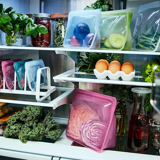 Stasher Silicone Reusable Food Storage Bag, Mega Stand-Up Silicone Large Bag, Reusable Freezer Bag, Microwave, Dishwasher, Oven Safe, Sous Vide, Eco Friendly, 104 oz, Clear