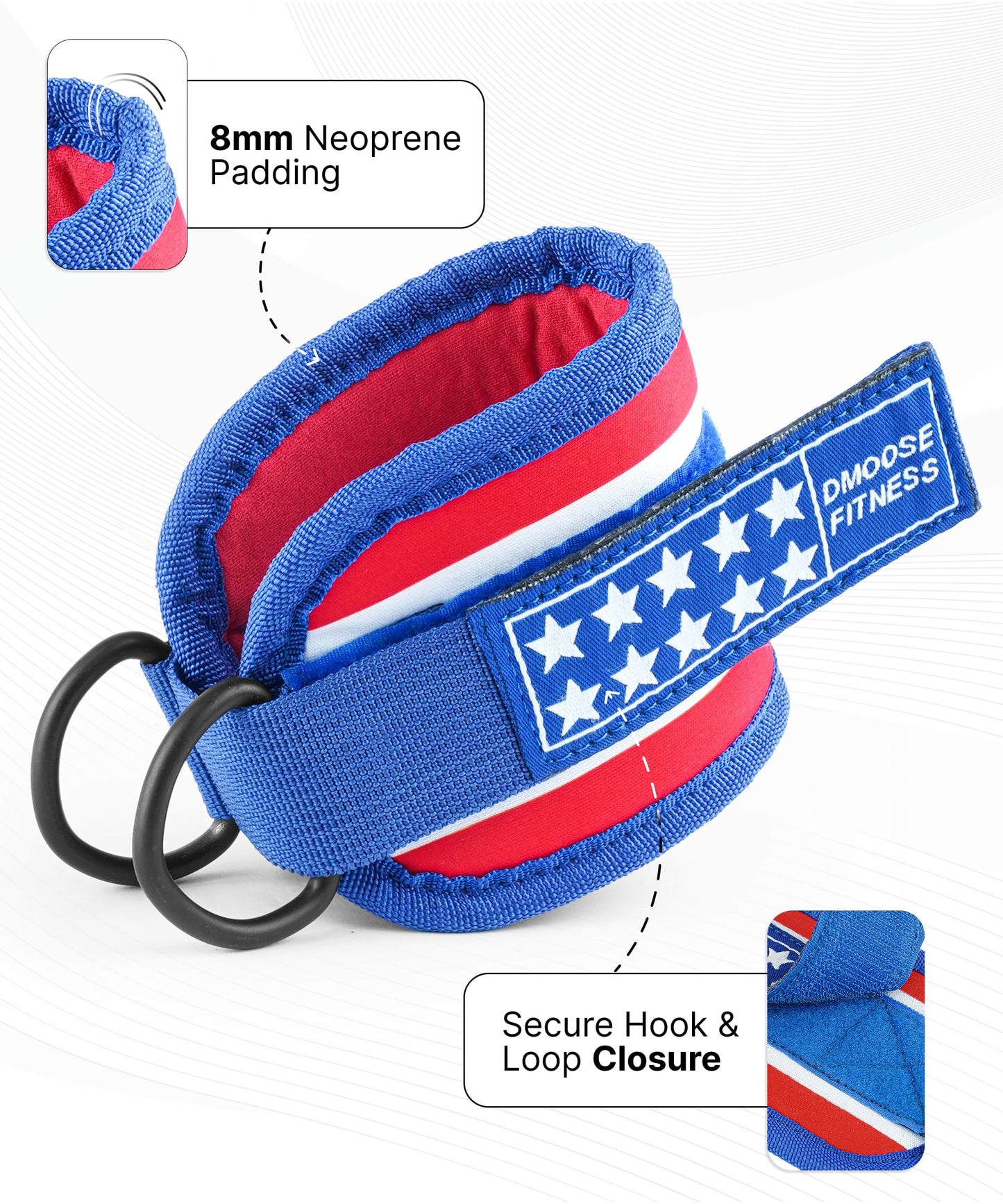 DMoose Ankle Strap for Cable Machine - One Size Fit with Premium Padding, Workout Kickback Ankle Cuffs, Ankle Bands for Working Out, Booty Workouts, Leg Extension, Hip Abductors & Lower Body Exercises