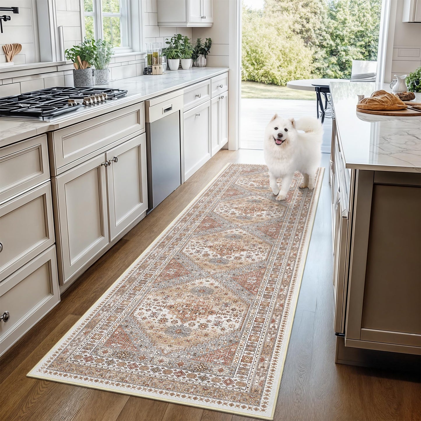 Restydon Hallway Runner Rug 2x12, Extra Long Washable Runner Rugs with Rubber Backing, Non Slip Runner, Vintage Rug Runners for Kitchen Laundry Room Entryway (Orange,2'x12')