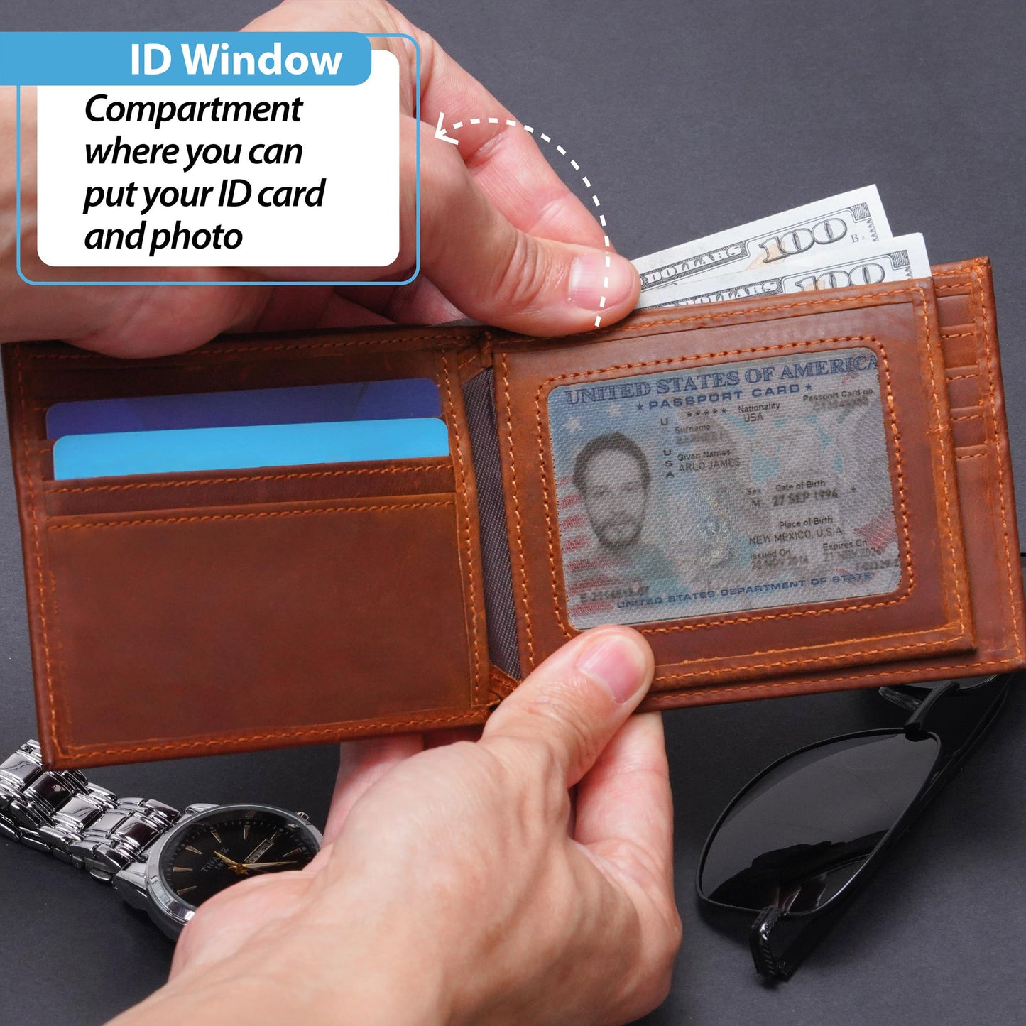 Personalized Wallet for Men, Custom Gifts for Father, Customized Monogram Wallet for Men, Son, Grandpa, Boyfriend, Fathers Day, Wedding, Anniversary, Birthday, Graduate