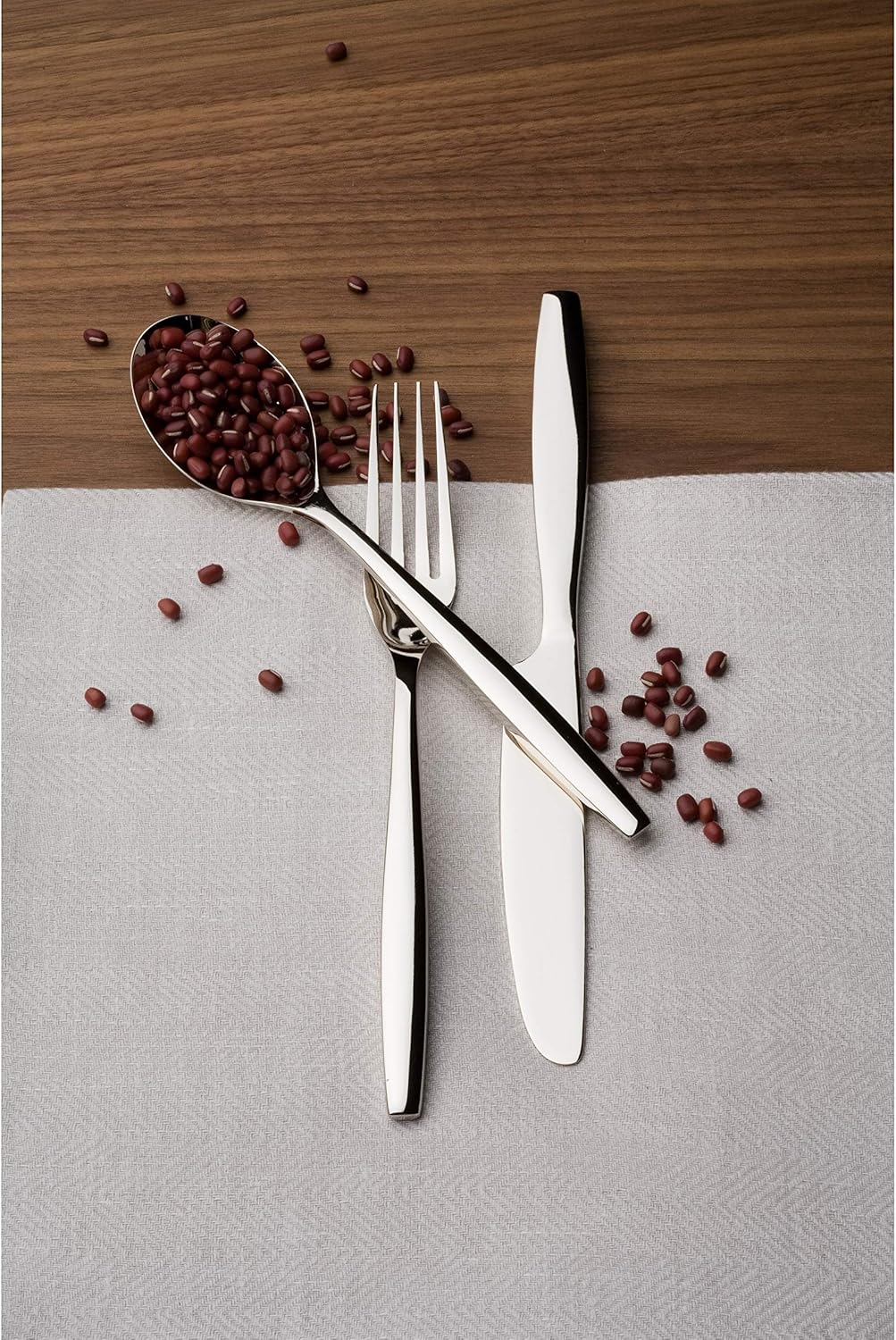 nambe Aidan Flatware Set, 45-Pc Set, 18/10 Mirror Stainless Steel Silverware Cutlery Set, Designed for Home Kitchens or Restaurants, Service for 8 and a 3pc Hostess Utensil Set, Dishwasher Safe