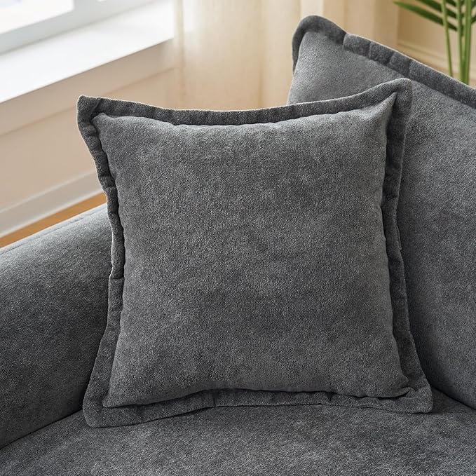 RENDGO 109" Modular Sectional Sofa with 1 Ottoman, Chenille Cloud Couch for Living Room & Apartment, Deep Seat Comfort, Flexible L-Shape Combination Sofa for Home & Office,Grey