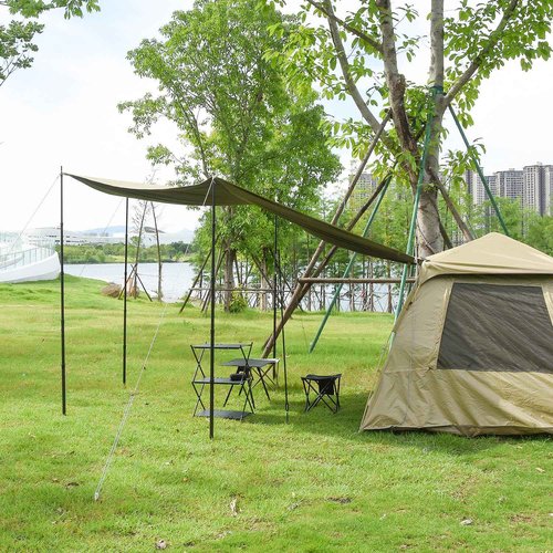 Telescopic Tarp Poles, Canopy Adjustable Carbon Fiber Poles Set of 2, Portable & Lightweight Tent Tarps for Awning, Camping, Hiking 118"