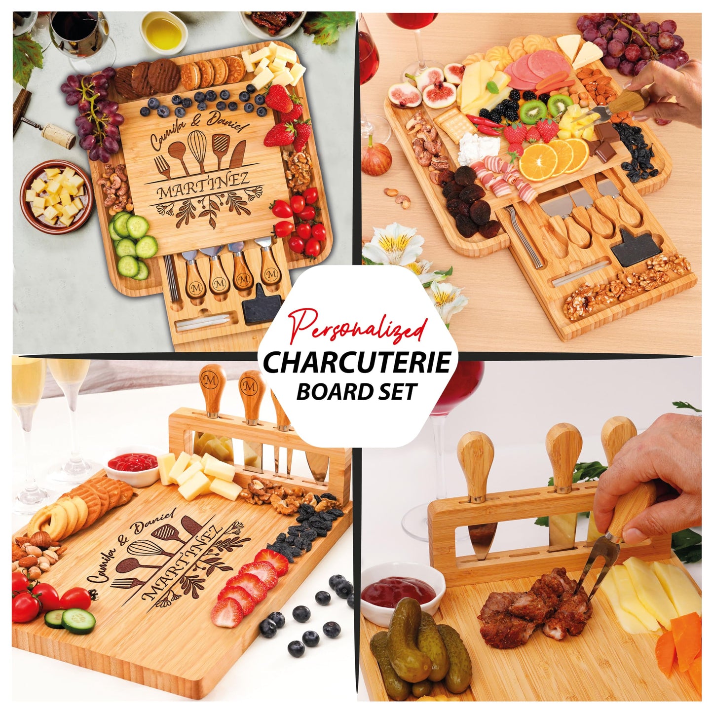 Personalized Charcuterie Board, Wedding Gifts for Couples 2025, Custom Engraved Cutting Board for Anniversary, Engagement, New Home, Christmas, Gift for Bride, Parent, Women, Newlyweds, Housewarming