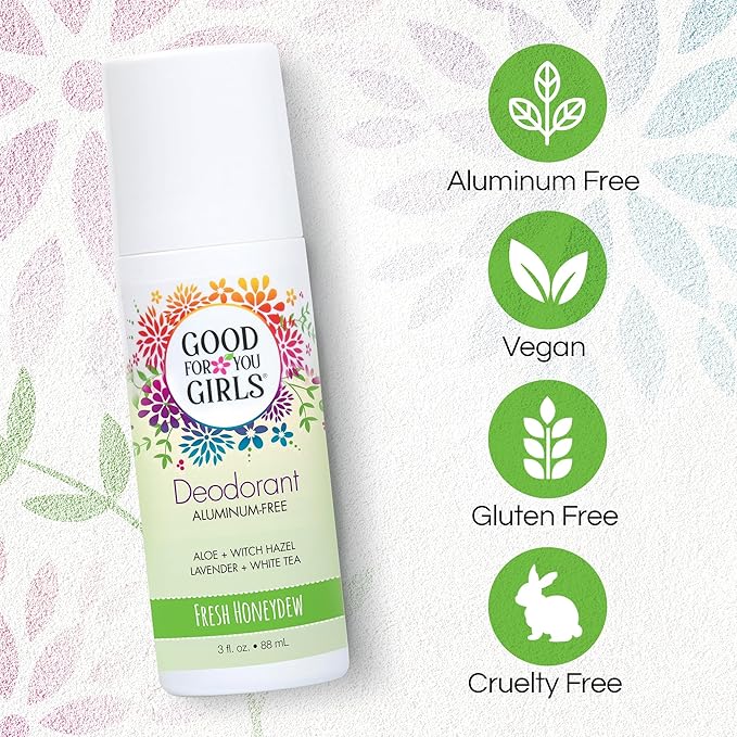 Good for You Girls Aluminum-Free, Natural & Vegan Deodorant for Kids, Preteens, Teens, Safe & Effective Odor Protection, Clear Roll-On, Natural Fragrance | Fresh Honeydew, 3 oz (Pack of 1)