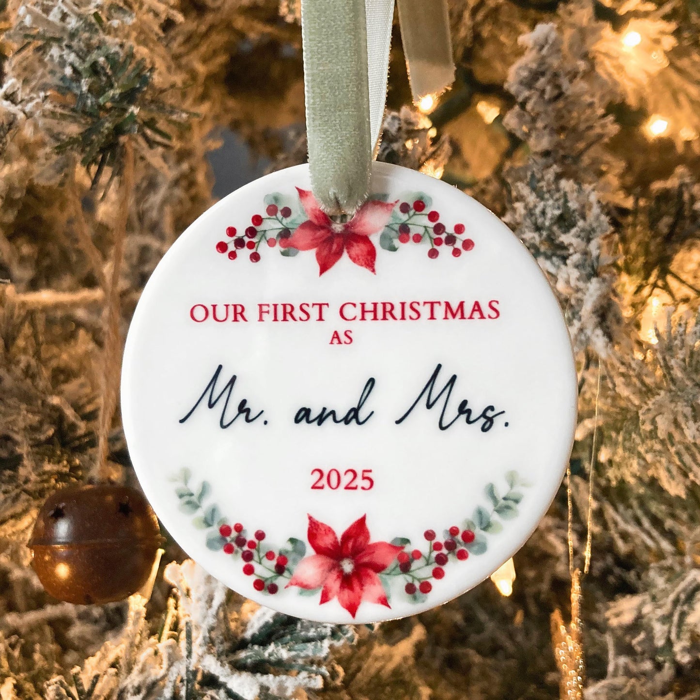 First Christmas Married Ornament 2025 Wedding Gifts for Couples, Wedding Bridal Shower Gifts for Bride, Just Married 1st Xmas Newlywed - Our First Christmas as Mr and Mrs Ornament