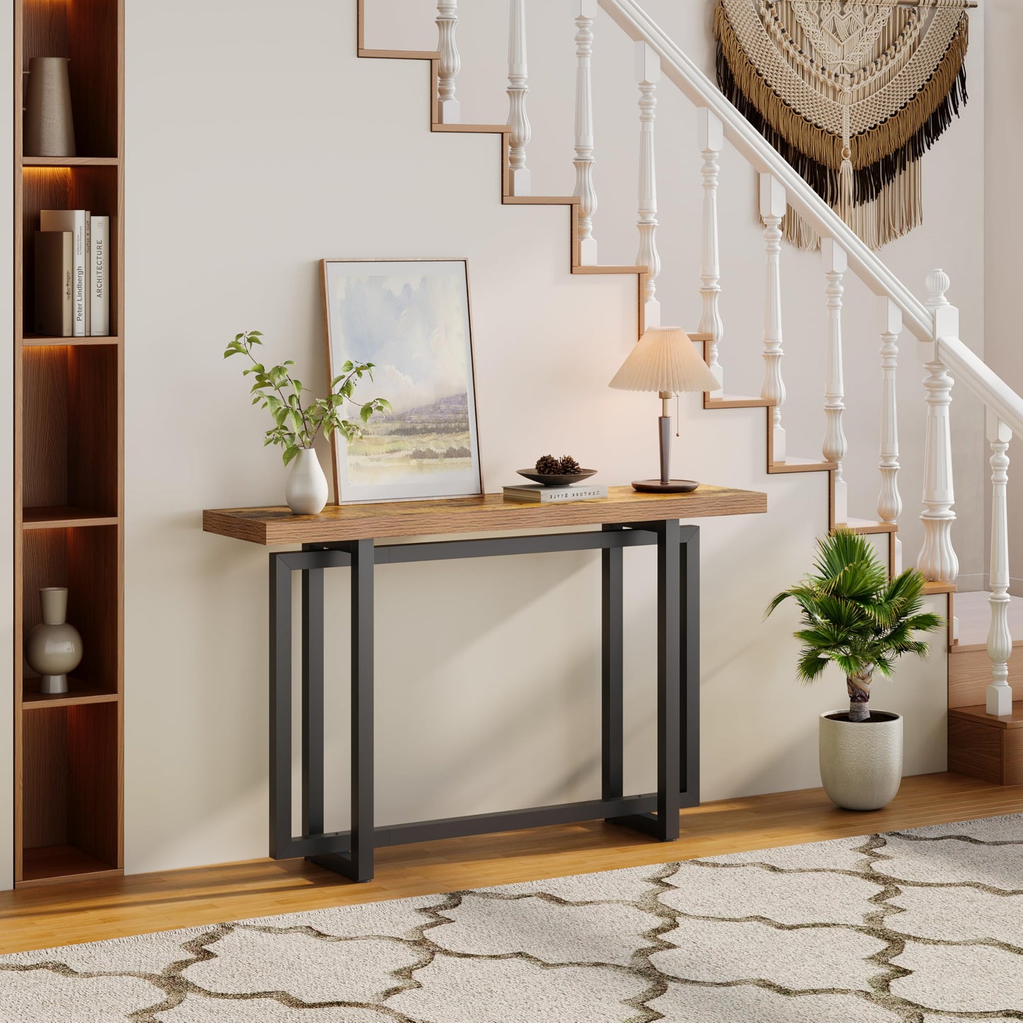 NinPeen 51 Inch Long Rustic Console Table Behind Couch，Narrow Sofa Table，Industrial Entryway Table for Entryway，Living Room，Hallway