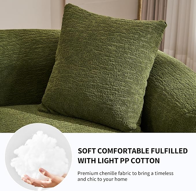 110" Oversized Modern Curved Cloud Sectional Sofa, Luxury Plush Chenille 4-Seater Deep Wide Seat Couch with 4 Pillows, No Assembly Needed Apartment Living Room Furniture, Beige