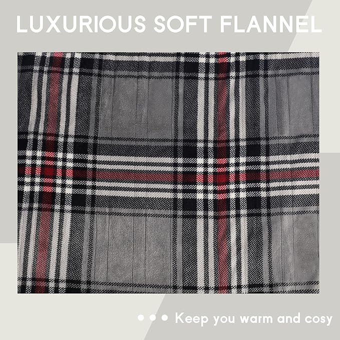 Heated Blanket Electric Blanket Full Size 72''x84'' with 10 Heating Levels, 12 Hour Auto Shut Off, Machine Washable, Flannel & Sherpa Soft Warming Blanket for Couch, Bed, Office - Gray & Red