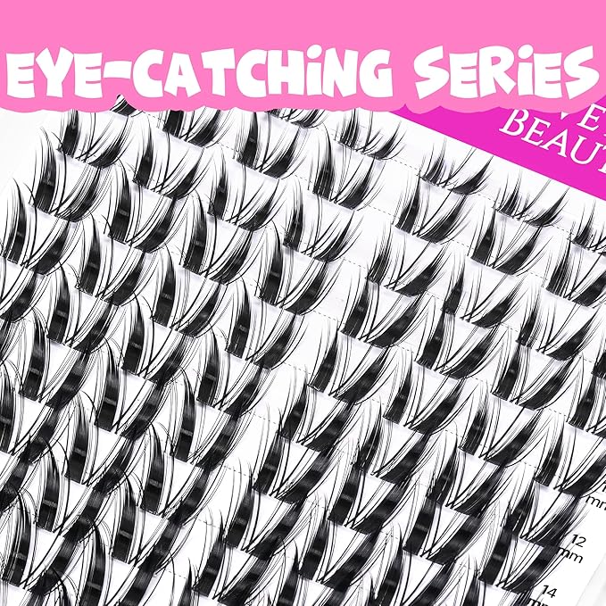 VEYESBEAUTY Lash Clusters Individual Eyelash Extensions Thin & Invisible Band DIY False Eyelashes for Self-application Newbie's Five-Second Series Wispy Lash Tray, Bunny 8-16mm Mixed Length