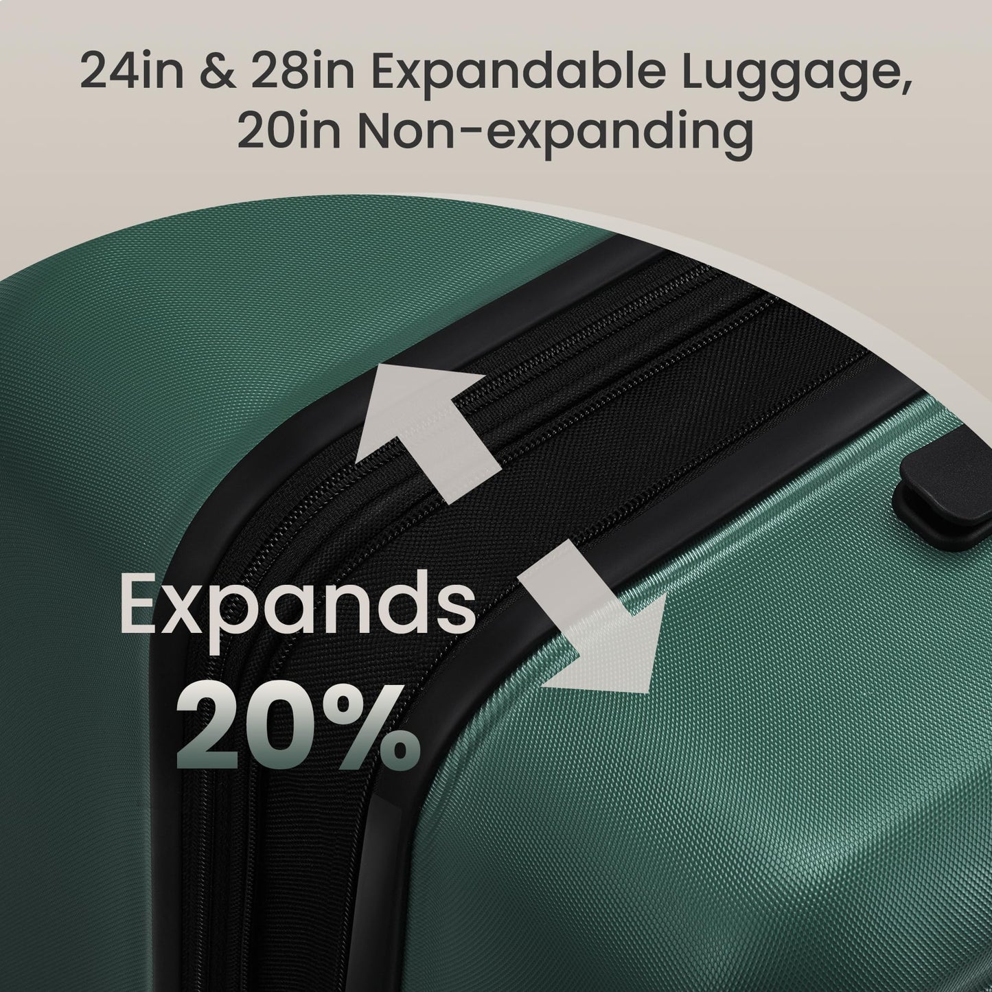SHOWKOO Luggage Sets Expandable 100% PC Suitcase Double Wheels TSA Lock 3PC (ArmyGreen)