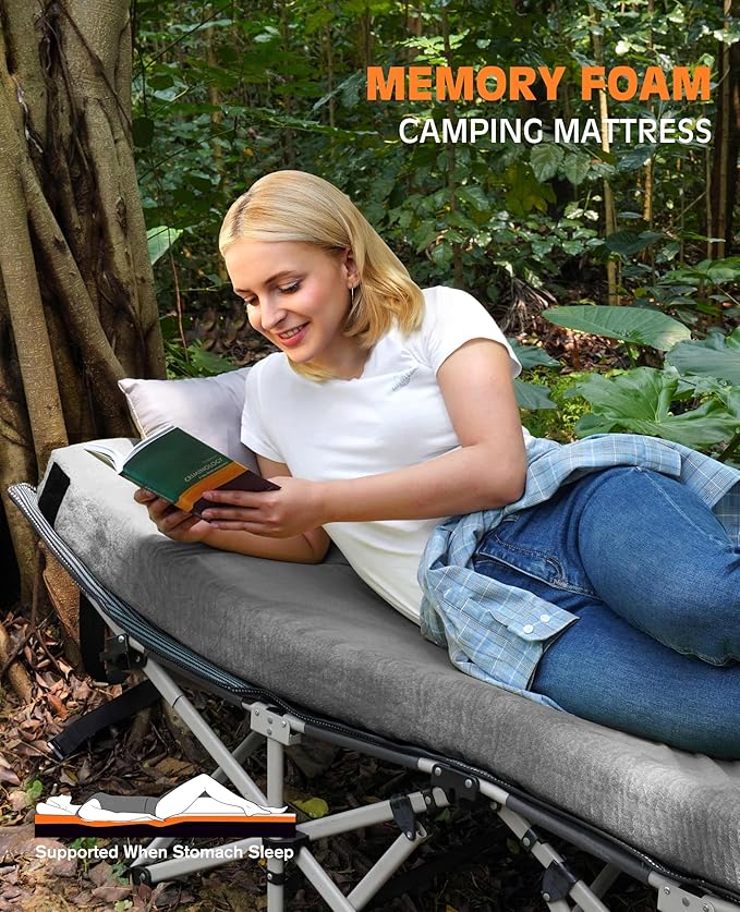 GAIALOOP 4 INCH Extra Thick Memory Foam Camping Mattress, 30D Foam Camp Pad for Car Tent Cot, Roll Up Mattress for Guests Sleepovers RV Truck Camper