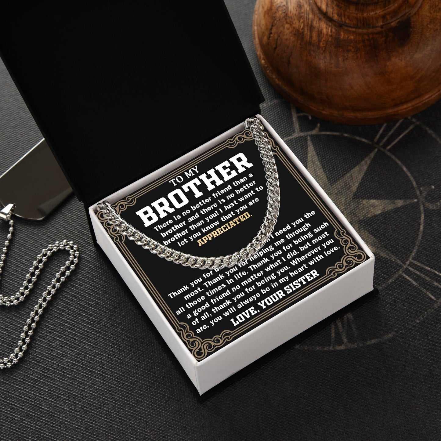 To My Brother Necklace Cuban Chain, Little Brother Necklace Gifts, Brothers Necklaces For Christmas, Anniversary Christmas Graduation Birthday Gifts For Brothers From Sister