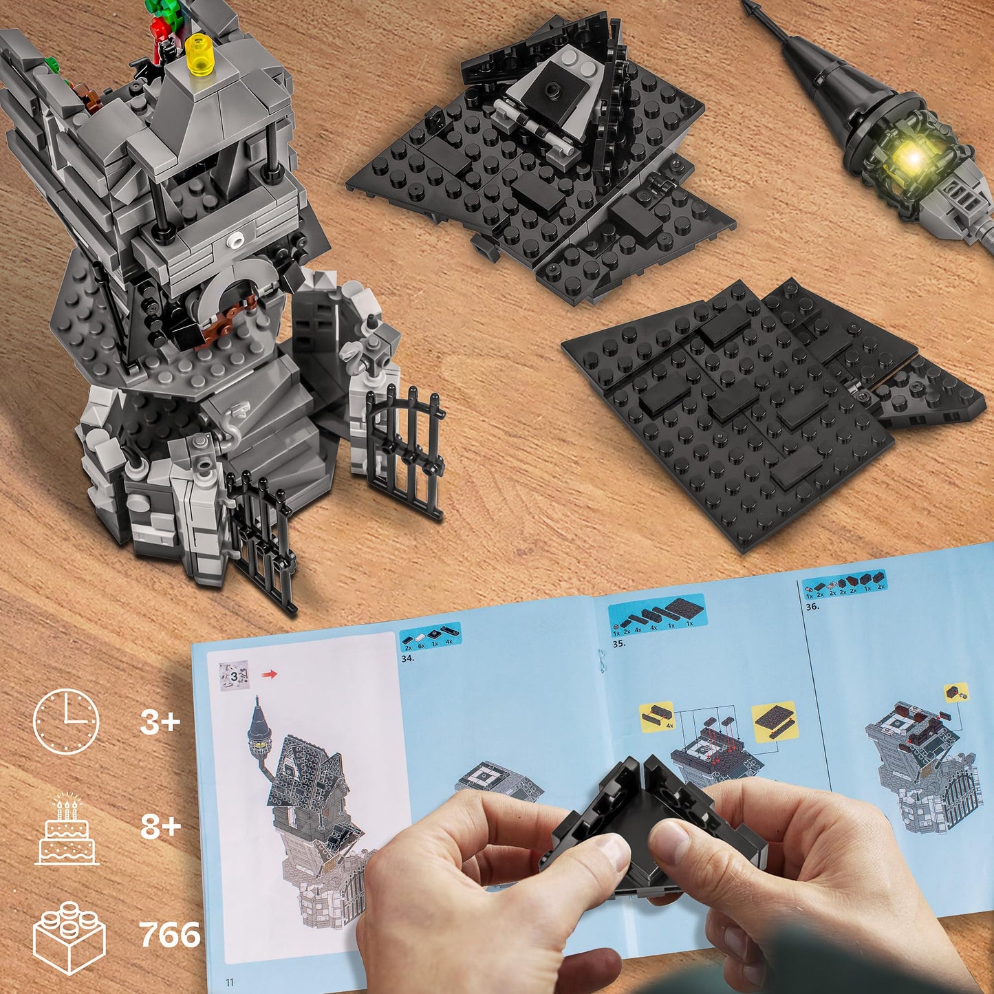 PleySyncz Halloween Haunted Mansion House Building Kit, Before Christmas Building Blocks Set with Glowing Lighting, for Fans and Kids (766pcs)