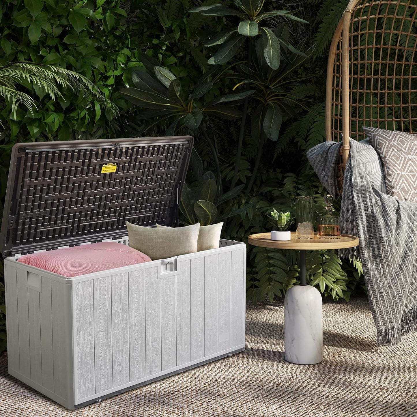 120 Gallon Pro Outdoor Storage Box, Waterproof & UV Resistant Resin Deck Box for Patio, Pool, and Garden, Lockable Bin for Cushions and Accessories, (Black)