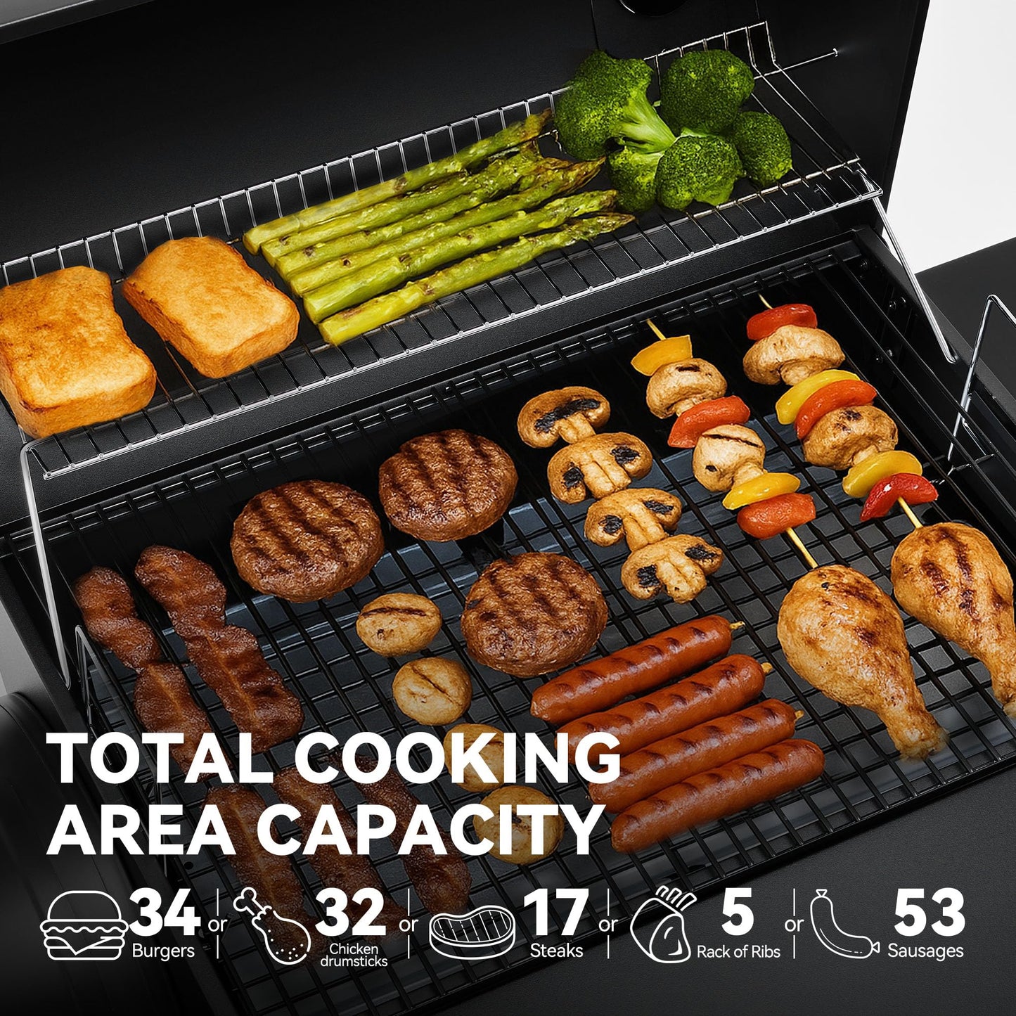 Royal Gourmet CC1830SC Charcoal Grill Offset Smoker with Cover, 823 Square Inches, Black, Perfect for Backyard Cooking, Outdoor Camping