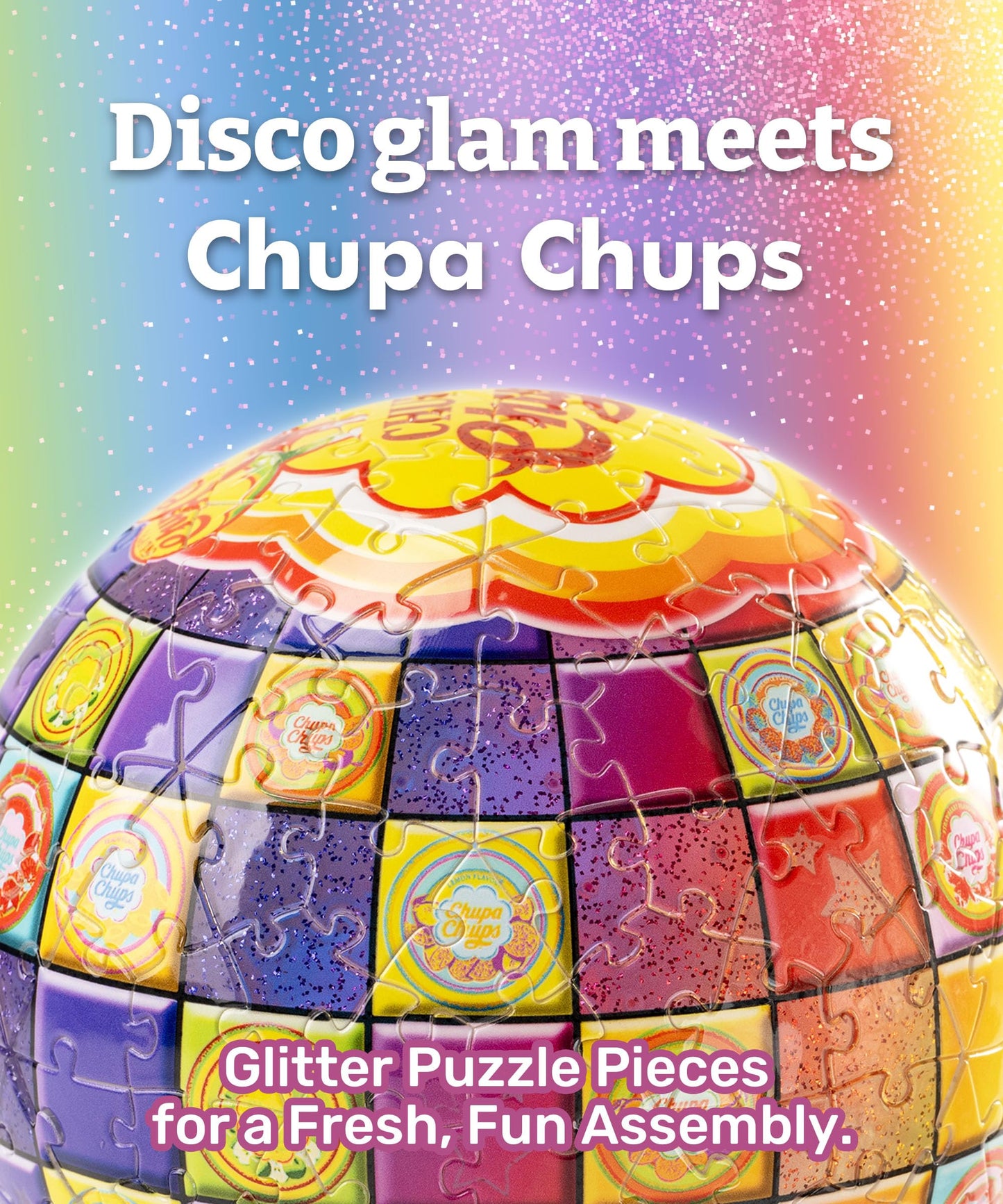 Chupa Chups X PieceRelax 3D Puzzle Ball 6-inch 240 Pieces - Timeless Memories - Chupa Disco Unique Gift & Home Décor with Curved Plastic Puzzle Pieces [A3905]