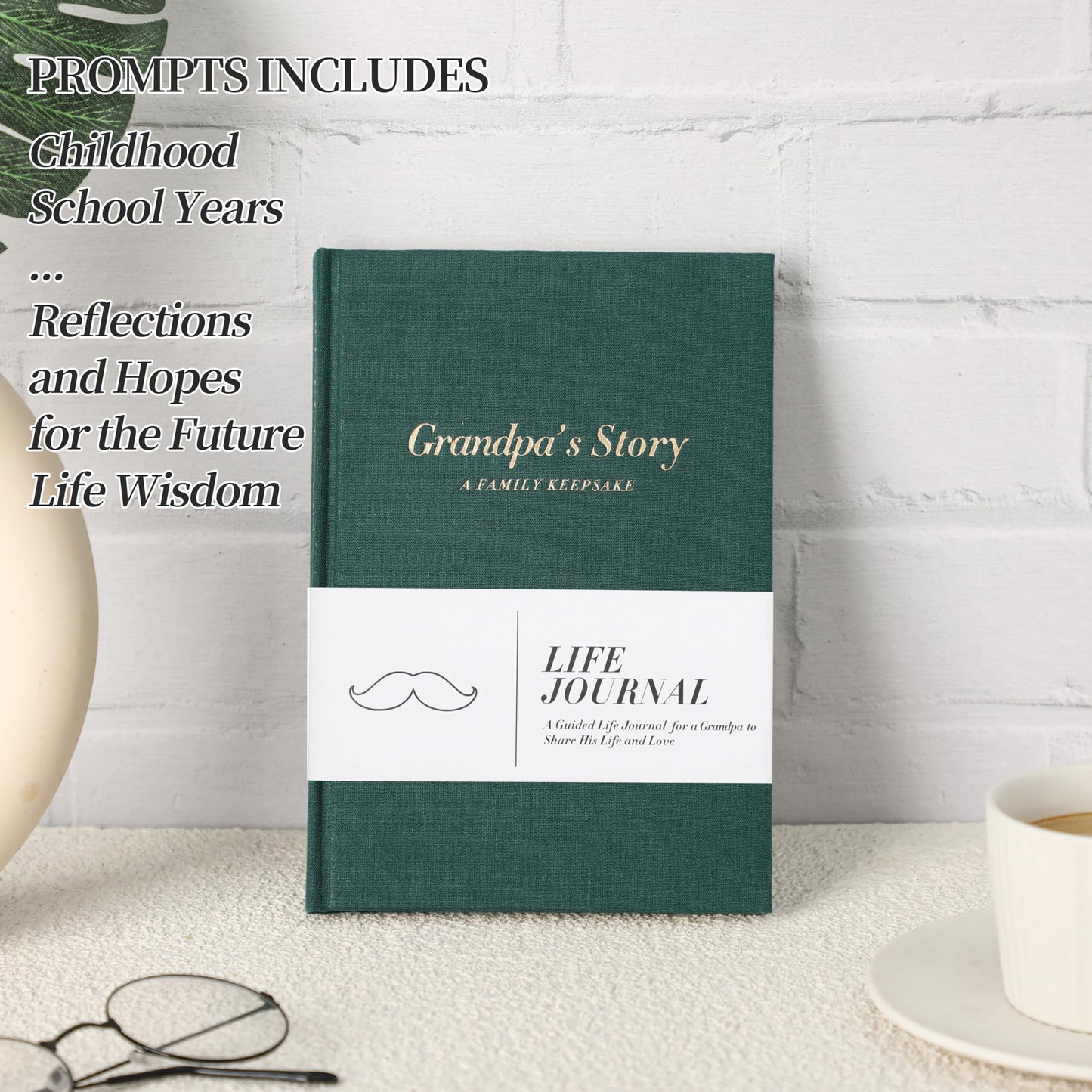 Grandpa Book, Grandpa's Life Story Journal, Meaningful Keepsake Gifts for Grandfather for Father's Day, Birthday, Grandparents Day and Christmas, Book To Fill Out Includes Hundreds of Prompt Questions