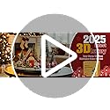 Oroyutor 12 Pcs Christmas Village Set - 13" Oak Wooden Lazy Susan with Santa Train, House & Trees – Indoor Christmas Cente...