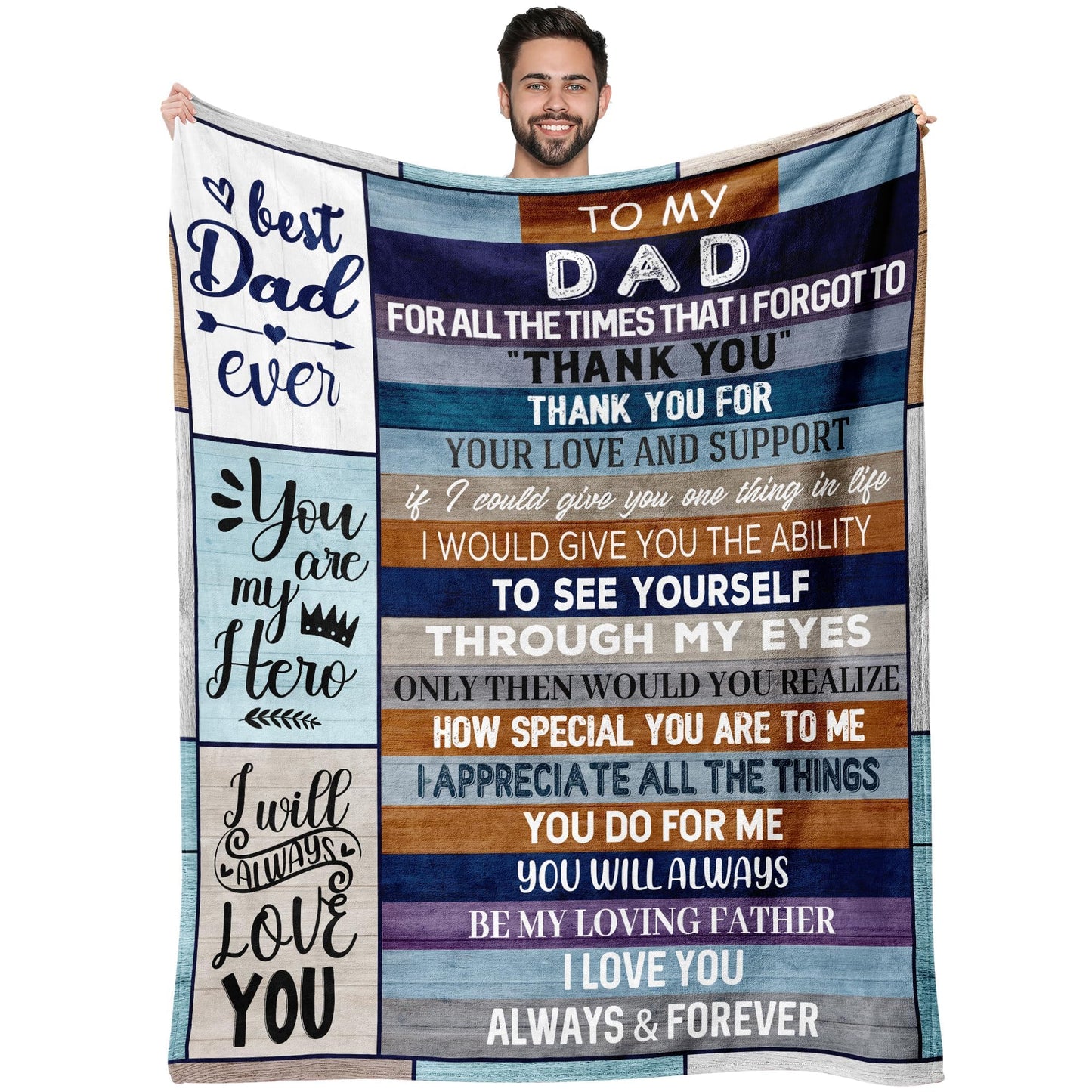 Ekpvgit Cool Dad Gifts for Fathers Day, Dad Birthday Gift from Daughter Son, Fathers Day Birthday Gifts for Dads Who Wants Nothing, Best Daddy Dads Father Ever Blanket 50"X60"
