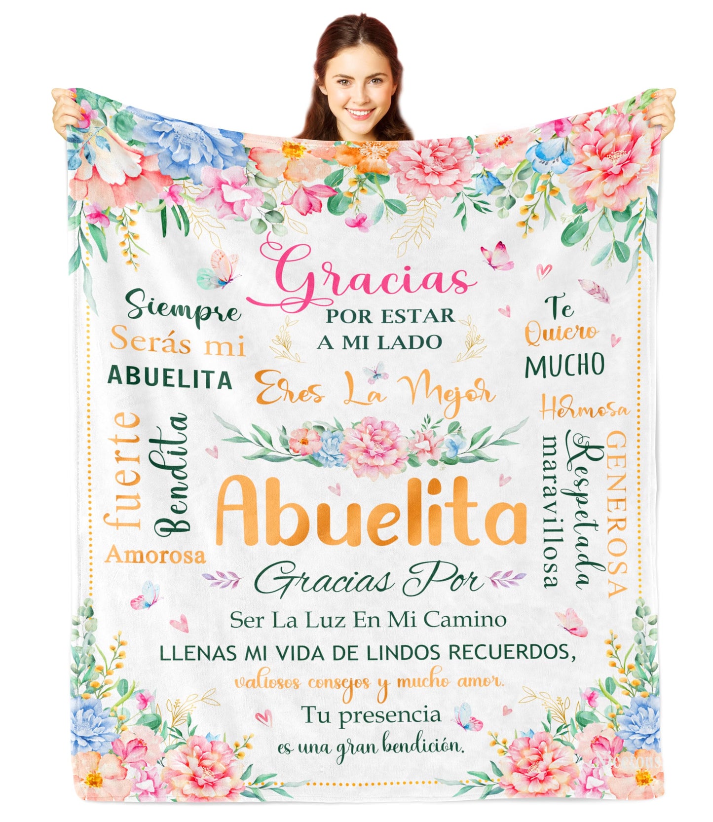 Nicetous Abuela Gifts, Abuelita Gifts, Abuela/Abuelita Blanket/Manta 50x60in, Regalos para Abuela/Abuelita en Español, Gift for Grandma in Spanish, Feliz Cumpleaños Abuela, Abuela Birthday Gifts