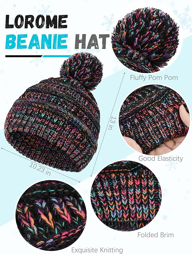 Winter Hat Scarf Gloves and Ear Warmer, Warm Knit Beanie Hat Touch Screen Gloves Set Winter Gifts Neck Scarves for Women