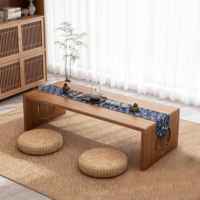 Ekjkldo Japanese Folding Coffee Table, Low Coffee Table for Sitting on The Floor, Japanese Floor Table No Assembly Small Coffee Tables for Living Room Tatami Tea Room Dining Bedroom 31.5 Inch