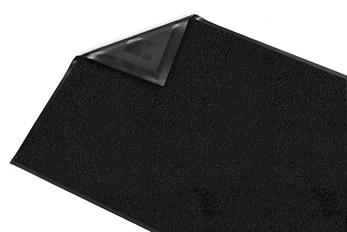 Guardian Platinum Series Indoor Wiper Floor Mat, Rubber with Nylon Carpet, 3'x19', Black