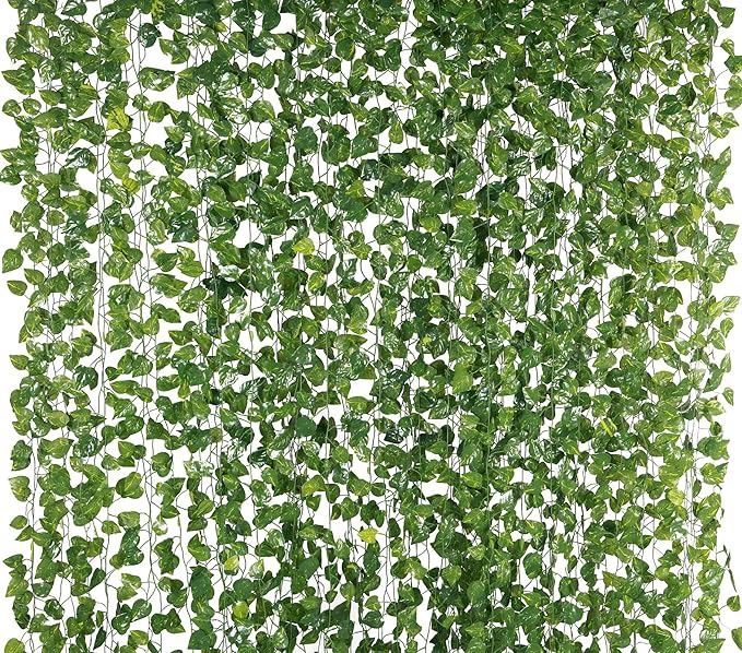 Yatim 78-Ft 12 Pack Silk Artificial Ivy Vines Leaf Garland Plants Hanging Wedding Garland Fake Foliage Flowers Home Kitche...