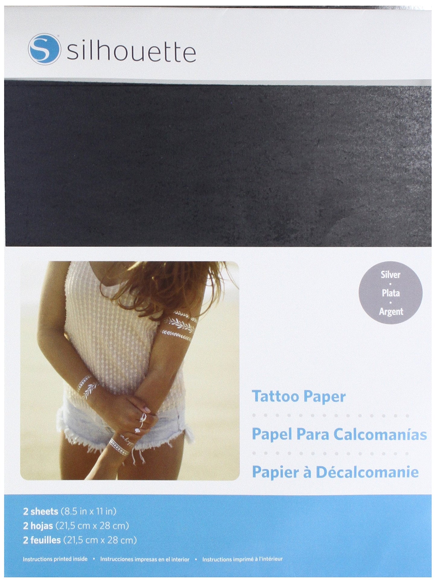 Silhouette America Silver Silhouette 8.5X11 Temporary Tattoo Paper 2/Pkg