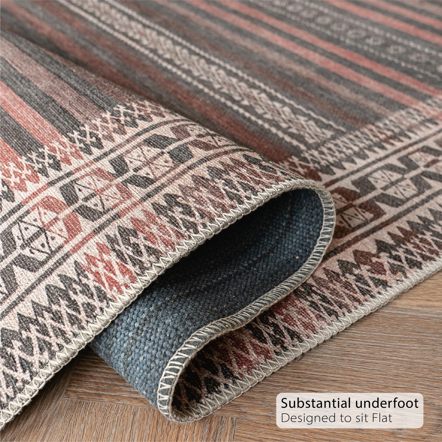 KNOTTING MATTERS Vibe Stripe 10’ x 14’ Area Rug – Sand, Charcoal & Clay Heritage Flatweave, Low-Pile – Easy Clean Area Rug – Perfect for Living Room, Dining Room, Bedroom – Pet & Kid Friendly