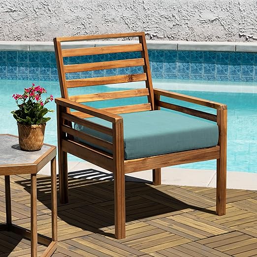 VICTORY RELAX Acacia Wood Decking Tiles 27PCS - Easy Snap Interlocking Deck Tiles for Patio Poolside Balcony Decor - All Weather Waterproof Flooring for Indoor & Outdoor (Round Joints)