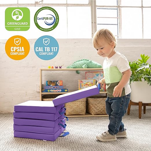 ECR4Kids SoftZone Floor Cushions, Square, Flexible Seating, Purple, 6-Piece